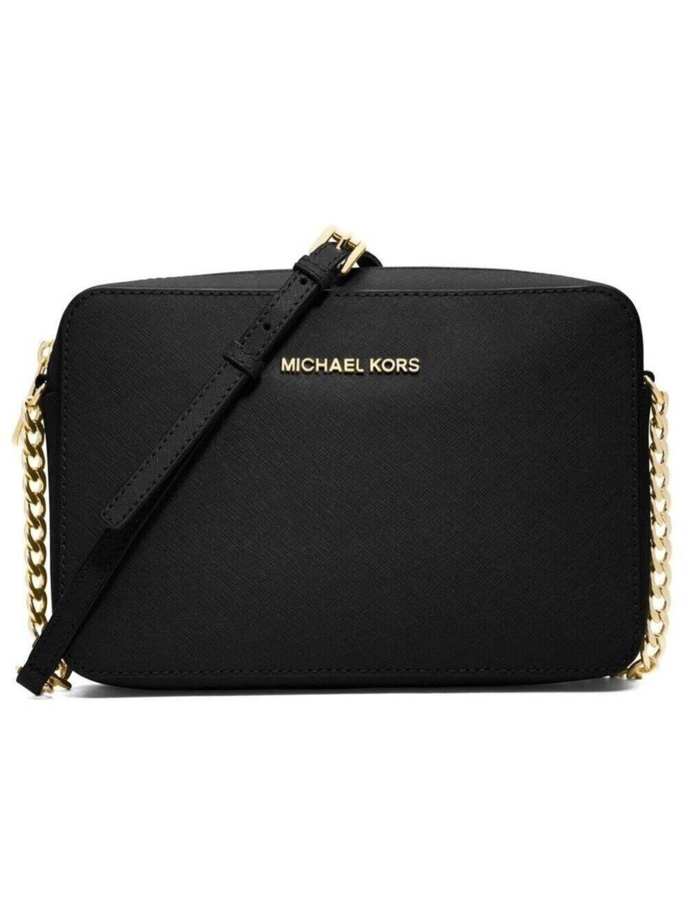 Michael Kors Jet Set Large Black Saffiano Leather Crossbody Bag - Picture 2 of 8